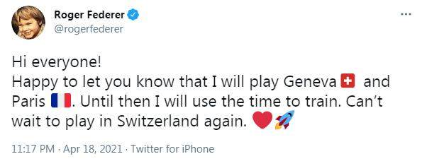 开云集团官网-弃马德里选日内瓦 费德勒法网热身调整为哪般？